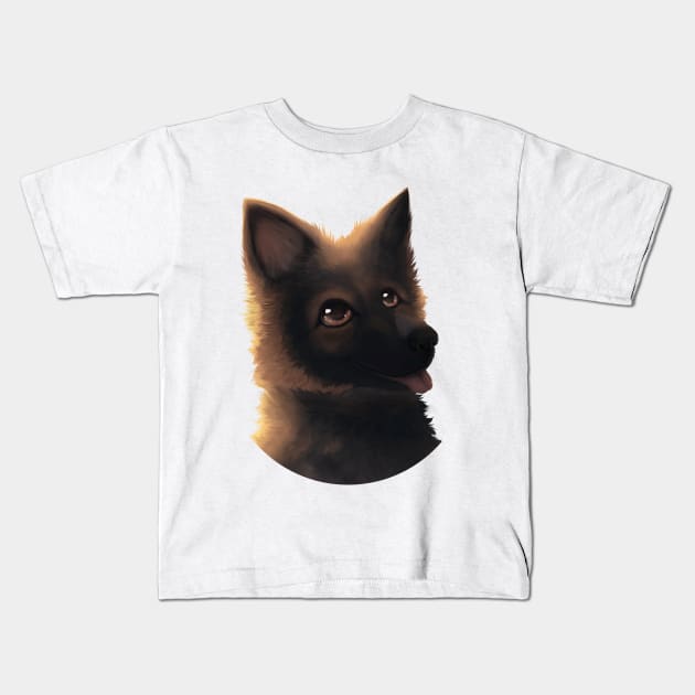 Old German sheperd pup Kids T-Shirt by NezuPanda